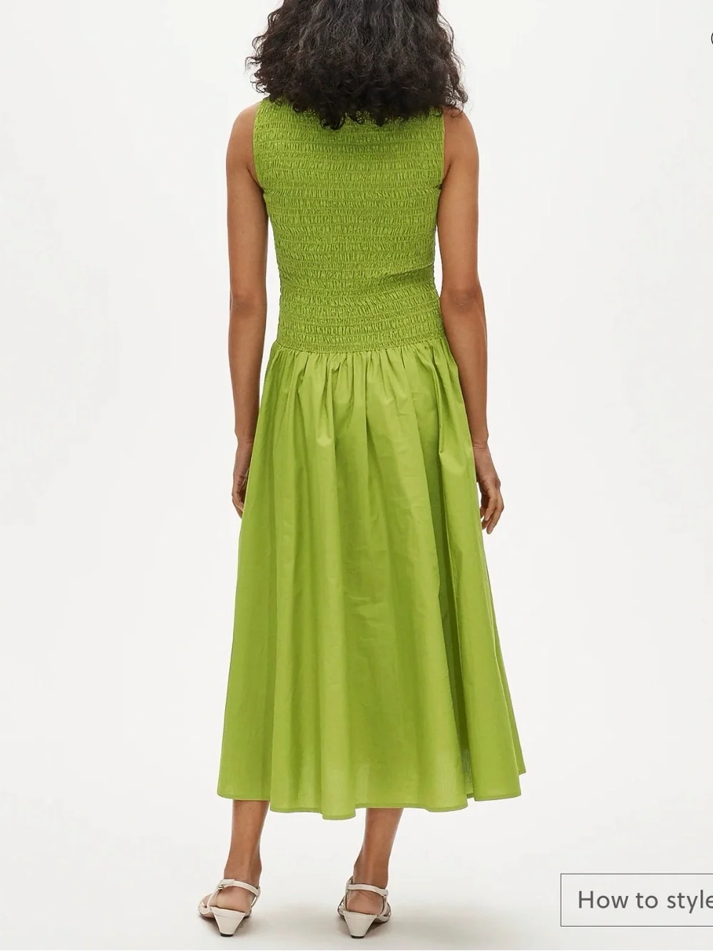 NWT Smocked Bodice Midi Dress in Lime Green